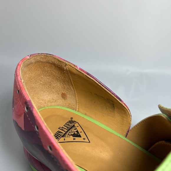 John Fluevog Floral Cleo Shoes with Lime Green Accents - Picture 4 of 12